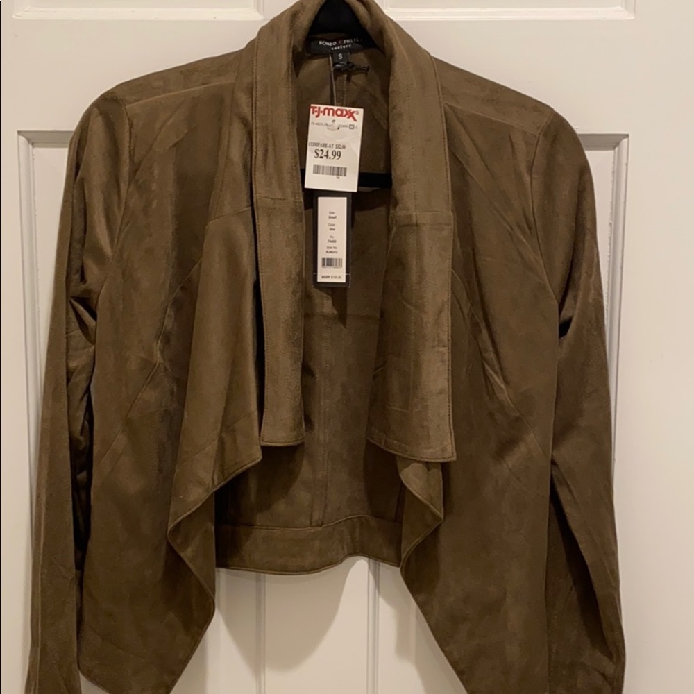 Faux Suede Drape Jacket